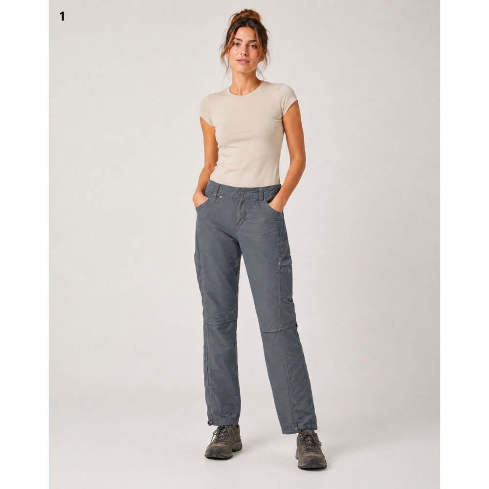 Kuhl Hiking Renegade Convertible Pants Womens‎ 2 Green Gray Nylon Pockets
